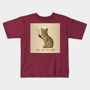 Ceci n'est pas une pipe - Magritte parody opinionated cat Kids T-Shirt